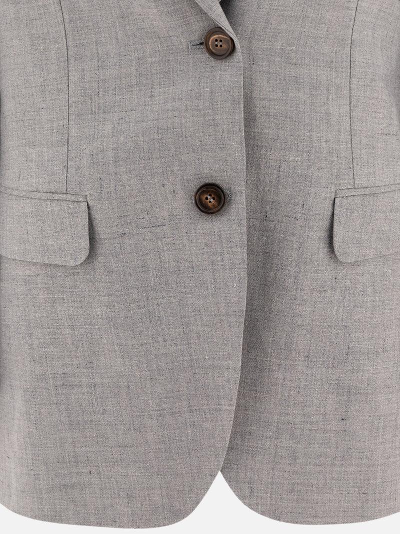 Vietti Brunello Cucinelli Blazer in canvas di lino e lana con monile Italy