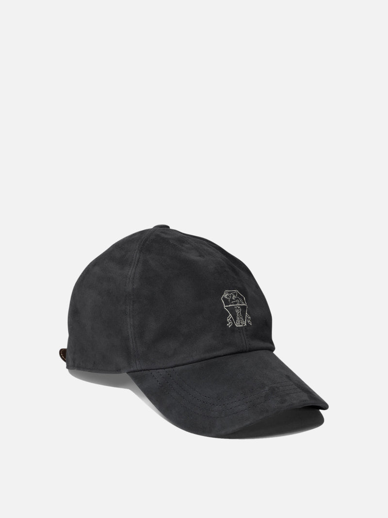 Vietti Brunello Cucinelli Cappello da baseball in camoscio leggero con logo ricamato Saldi Di Fabbrica