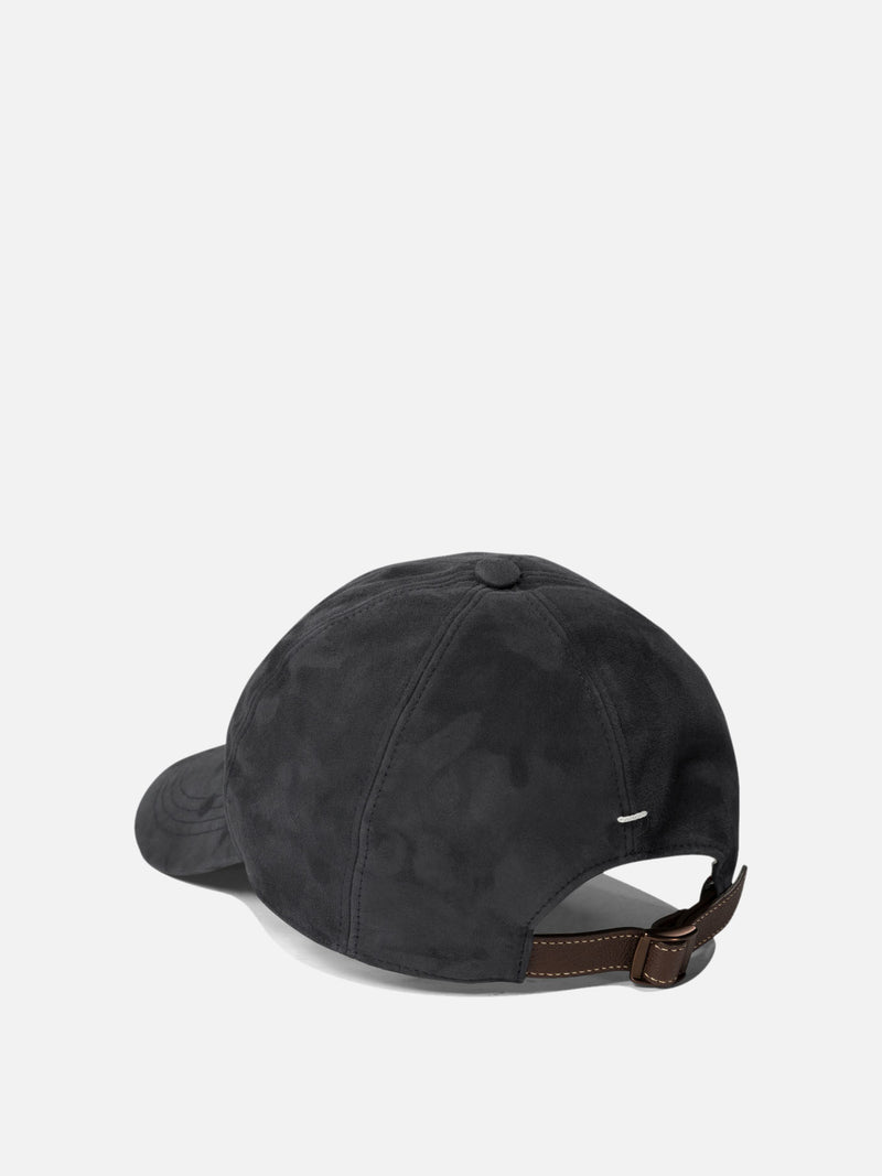 Vietti Brunello Cucinelli Cappello da baseball in camoscio leggero con logo ricamato Saldi Di Fabbrica