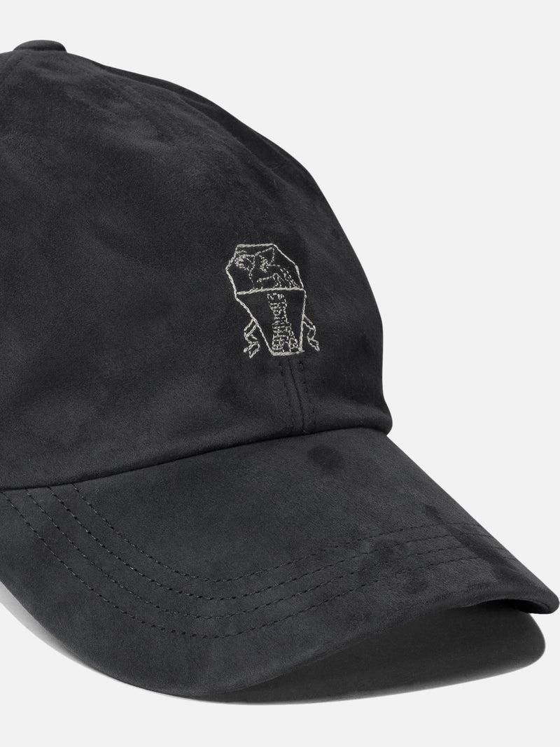Vietti Brunello Cucinelli Cappello da baseball in camoscio leggero con logo ricamato Saldi Di Fabbrica