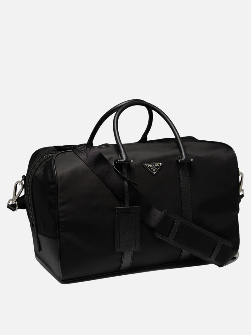 Vietti Prada Borsone da viaggio in Re-Nylon e Saffiano In Linea