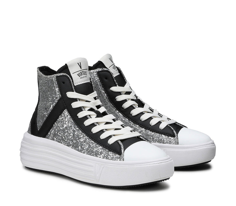 VIRTUS PALESTRE Venus Glitter/leather silver/black Saldi Di Fabbrica