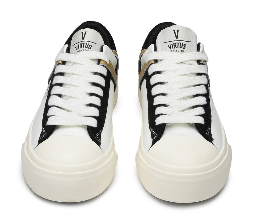 VIRTUS PALESTRE Rubby Low Leather/suede off white/black-gold Negozio