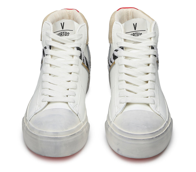 VIRTUS PALESTRE Rubby Mid Leather/suede off white/sand-zebra Nuova