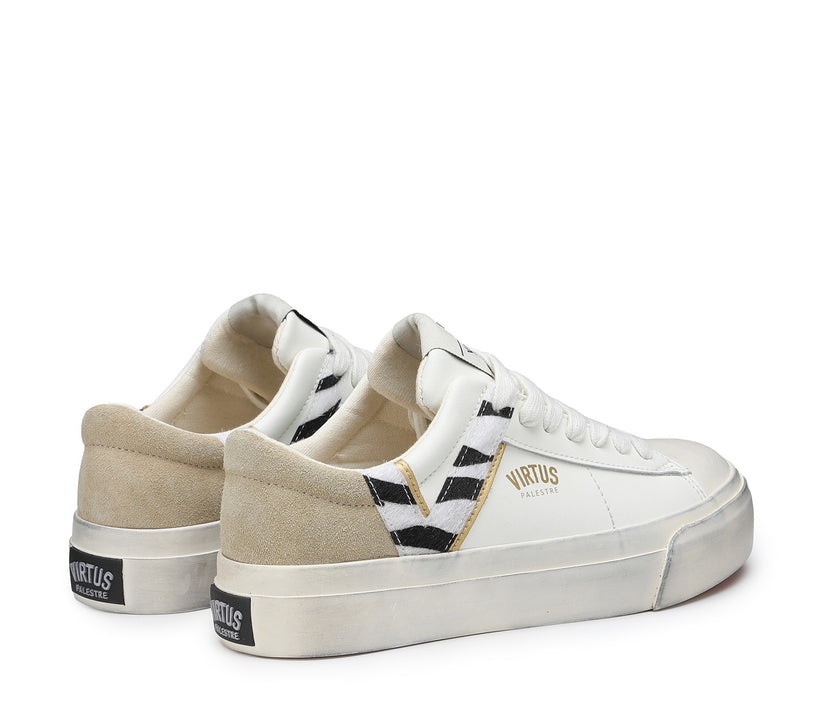 VIRTUS PALESTRE Rubby Low Leather/suede off white/sand-zebra 2025