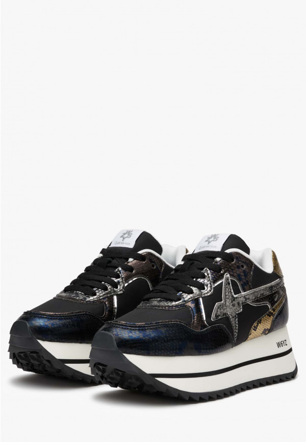 ﻿W6yz Sneakers in pelle e tessuto tecnico Nero -DEVA W Hotsell