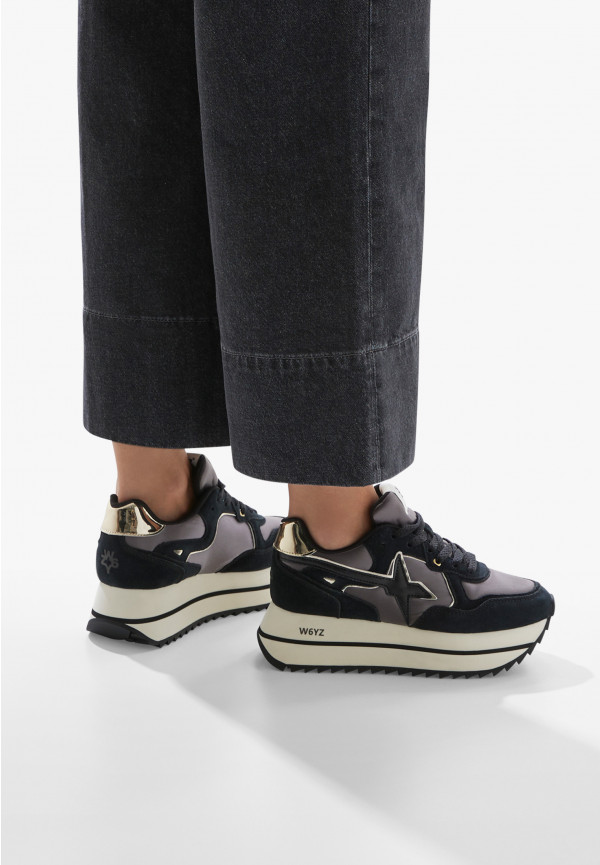W6yz Sneakers in suede e tessuto tecnico Nero -DEVA W Vendita Calda