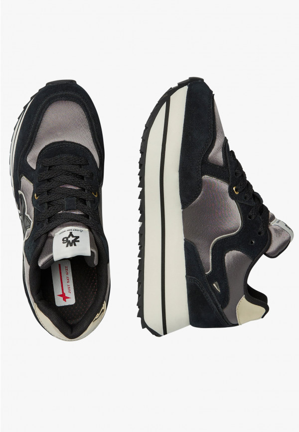 W6yz Sneakers in suede e tessuto tecnico Nero -DEVA W Vendita Calda