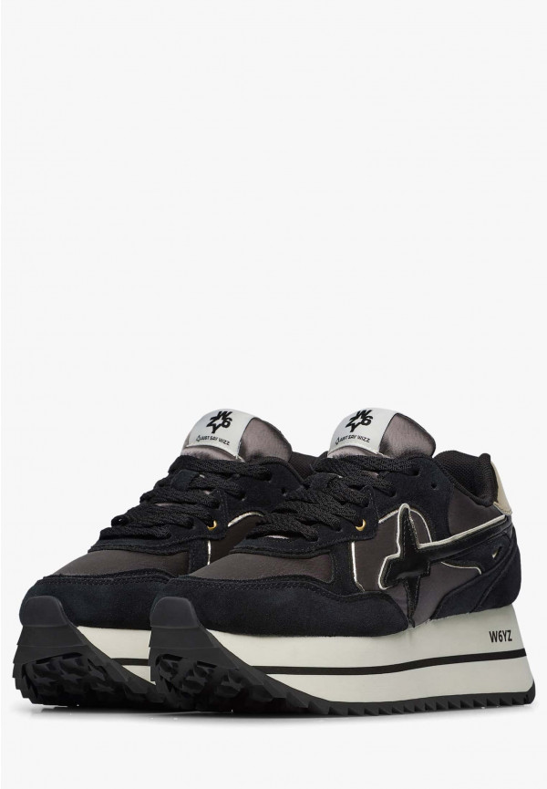 W6yz Sneakers in suede e tessuto tecnico Nero -DEVA W Vendita Calda