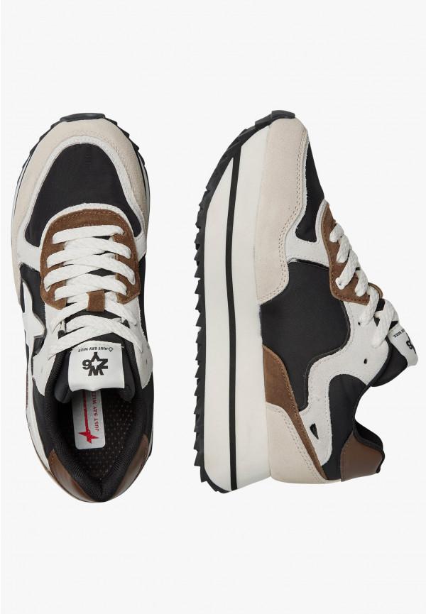 W6yz Sneakers in tessuto tecnico e suede Beige-Nero -DEVA W Saldi Di Fabbrica
