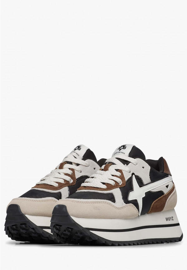 W6yz Sneakers in tessuto tecnico e suede Beige-Nero -DEVA W Saldi Di Fabbrica