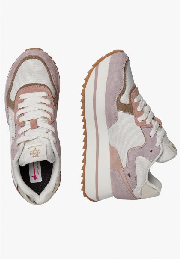W6yz Sneakers in suede e tessuto tecnico Bianco-Rosa -DEVA W I Più Venduti
