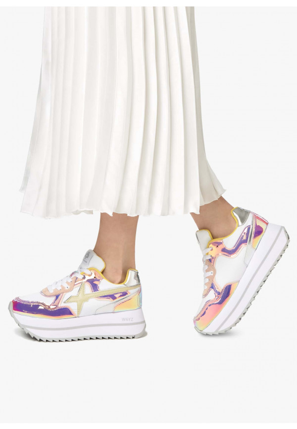 W6yz Sneakers in suede e tessuto tecnico Bianco-Rosa -DEVA W Vendite Flash