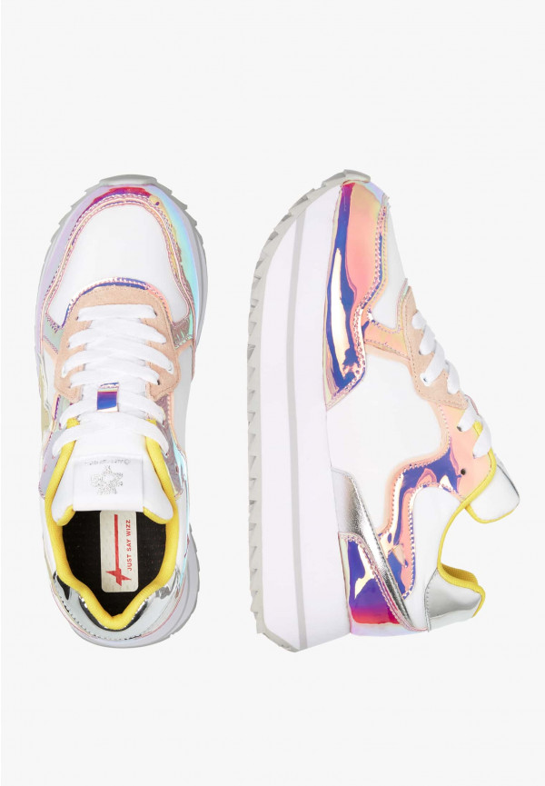 W6yz Sneakers in suede e tessuto tecnico Bianco-Rosa -DEVA W Vendite Flash
