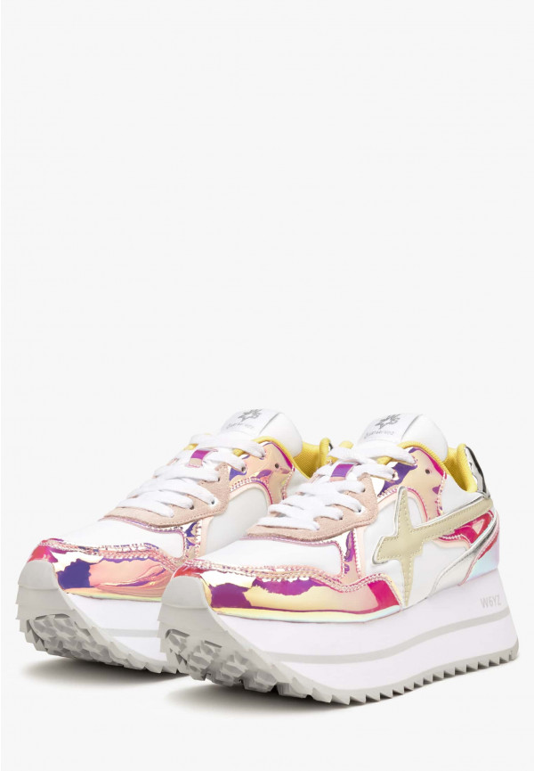 W6yz Sneakers in suede e tessuto tecnico Bianco-Rosa -DEVA W Vendite Flash