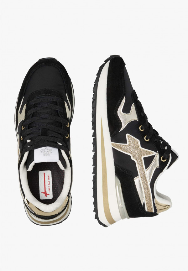 W6yz Sneakers in tessuto tecnico e suede Nero-Oro -YAK-W In Saldo