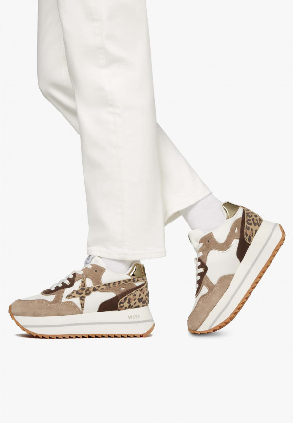 W6yz Sneakers in tessuto tecnico e suede Tortora -DEVA W Nuova
