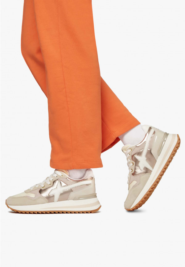 W6yz Sneakers in tessuto tecnico e suede Beige -YAK-W Moda