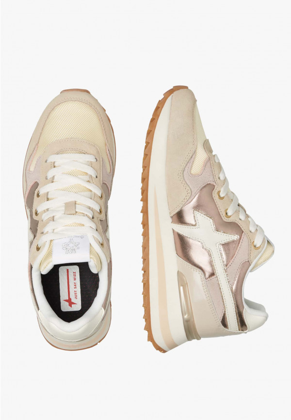 W6yz Sneakers in tessuto tecnico e suede Beige -YAK-W Moda
