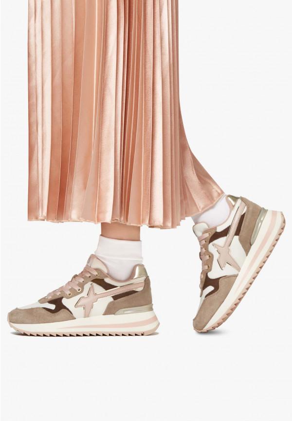 W6yz Sneakers in tessuto tecnico e suede Rosa-Beige -YAK-W Italia