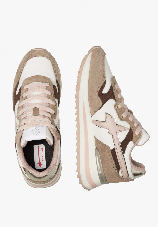 W6yz Sneakers in tessuto tecnico e suede Rosa-Beige -YAK-W Italia