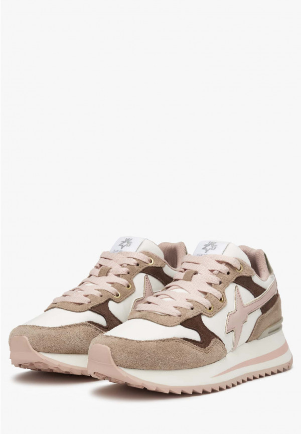 W6yz Sneakers in tessuto tecnico e suede Rosa-Beige -YAK-W Italia