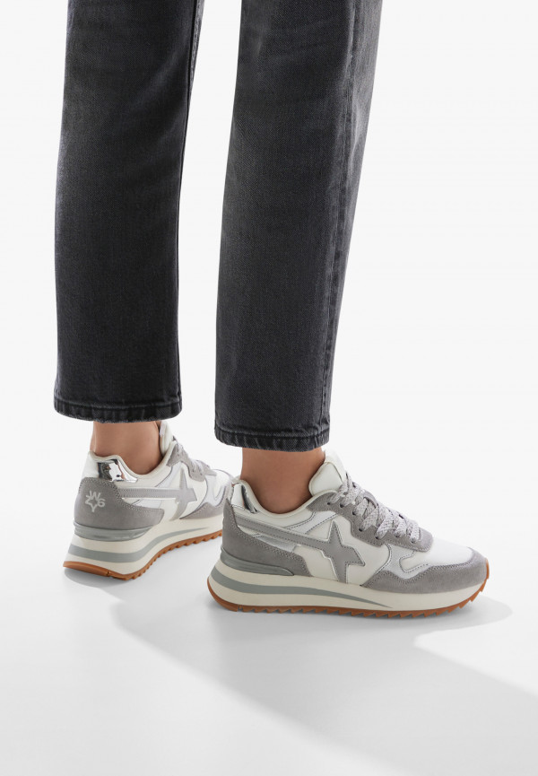 W6yz Sneakers in tessuto tecnico e suede Bianco-Grigio -YAK-W Qualità