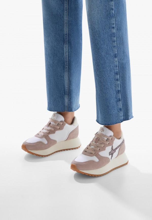 W6yz Sneakers in suede e tessuto tecnico Bianco-Rosa -JET-W Pezzi Unici