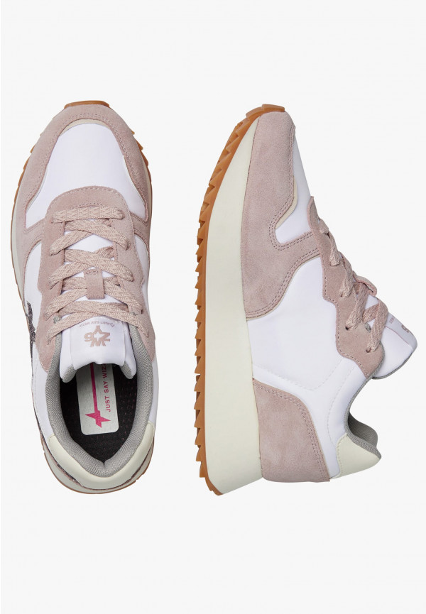 W6yz Sneakers in suede e tessuto tecnico Bianco-Rosa -JET-W Pezzi Unici