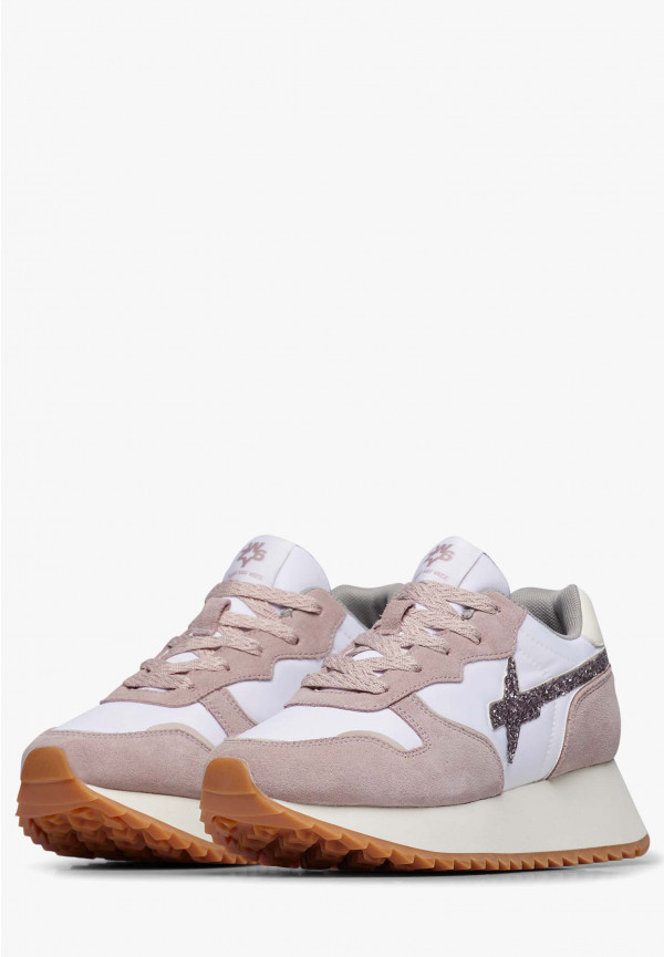 W6yz Sneakers in suede e tessuto tecnico Bianco-Rosa -JET-W Pezzi Unici