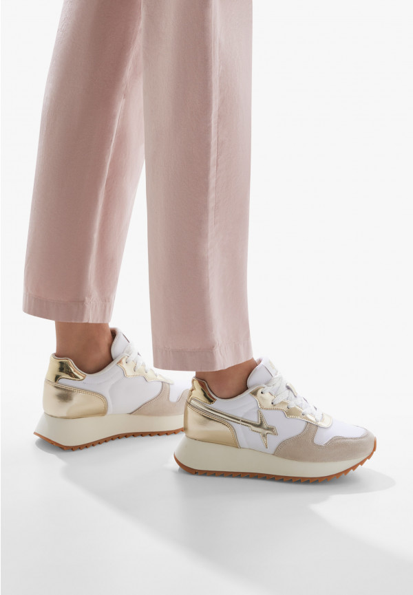 W6yz Sneakers in suede e tessuto tecnico Bianco-Platino -JET-W Soddisfazione Garantita