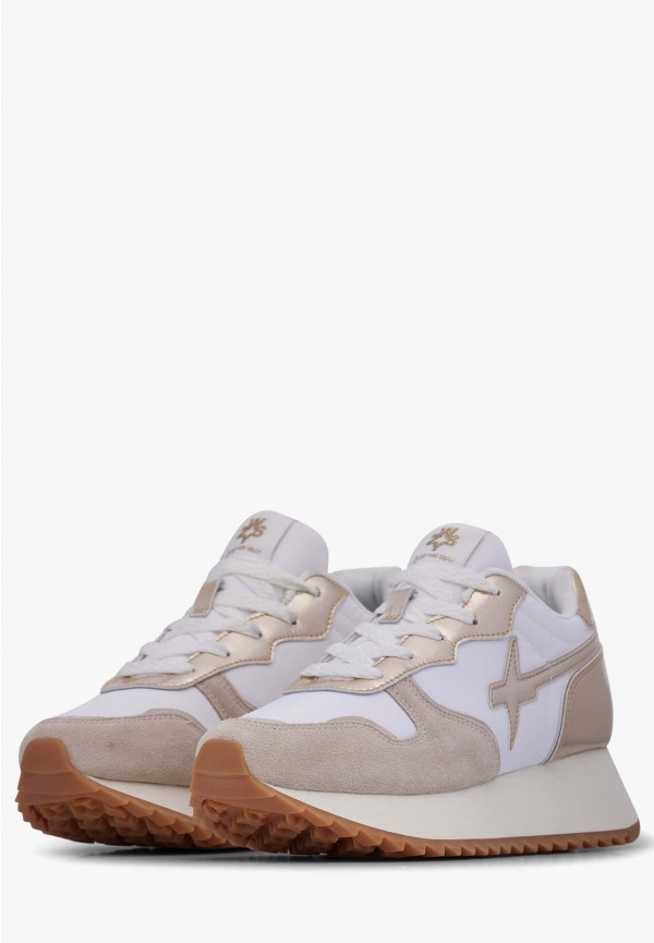 W6yz Sneakers in suede e tessuto tecnico Bianco-Platino -JET-W Soddisfazione Garantita