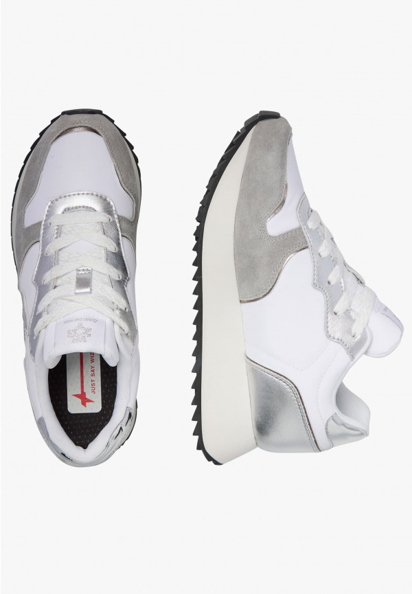 W6yz Sneakers in suede e tessuto tecnico Bianco-Argento -JET-W Qualità Garantita