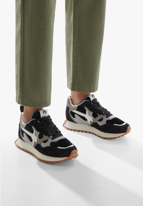 W6yz Sneakers in suede e tessuto tecnico Nero -LOOP-W Negozi Online