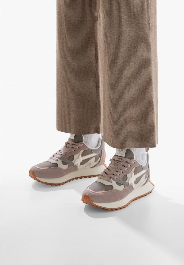 W6yz Sneakers in suede e tessuto tecnico Bianco-Grigio -LOOP-W Consegna Veloce