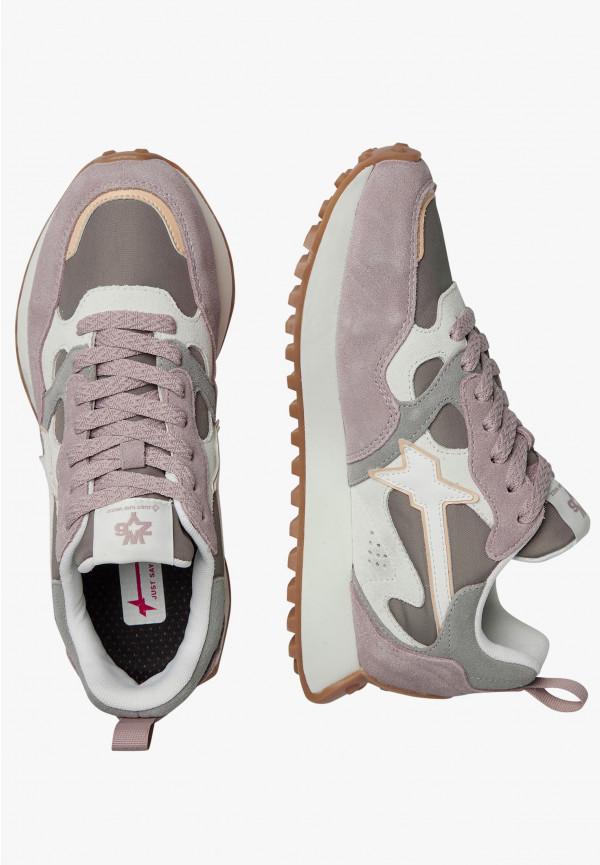W6yz Sneakers in suede e tessuto tecnico Bianco-Grigio -LOOP-W Consegna Veloce