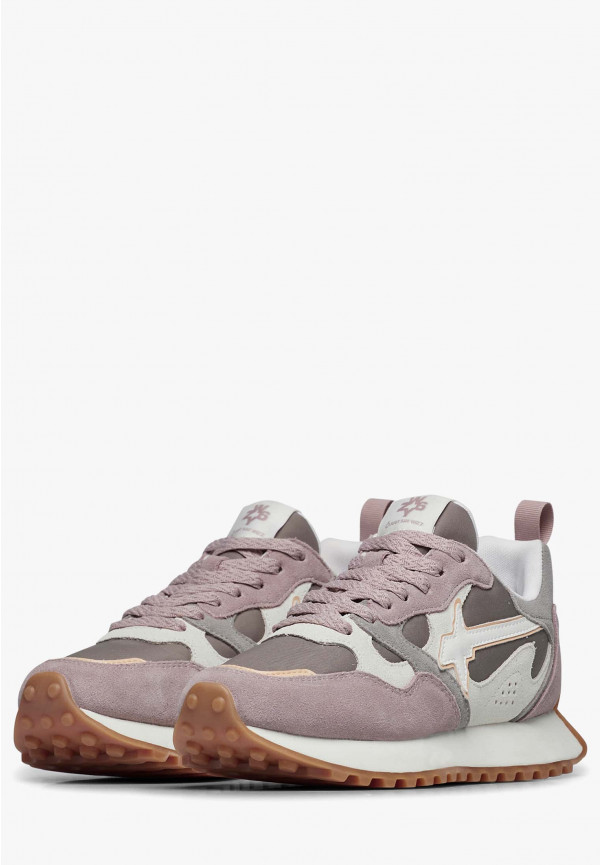 W6yz Sneakers in suede e tessuto tecnico Bianco-Grigio -LOOP-W Consegna Veloce