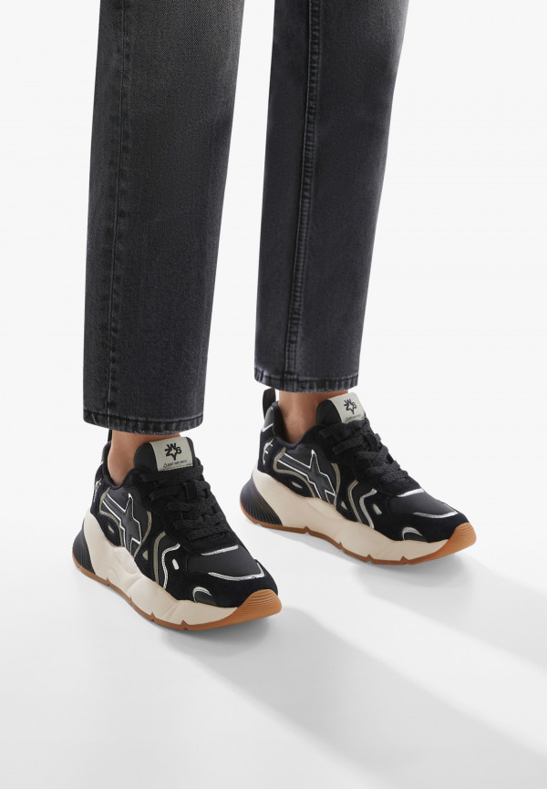 W6yz Sneakers in suede e tessuto tecnico Nero -SARAH-W Promozione Limitata