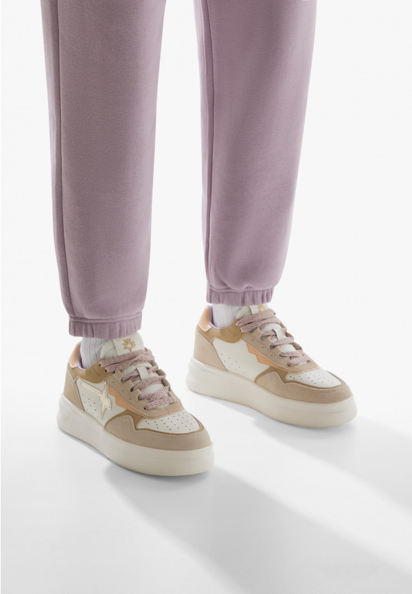 W6yz Sneaker in pelle e suede Bianco panna -XENIA W Shopping Online