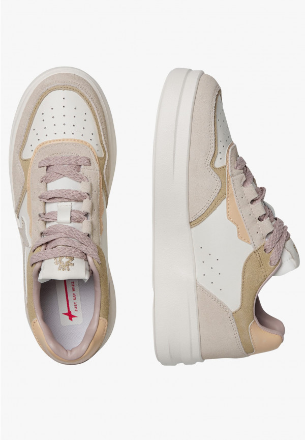 W6yz Sneaker in pelle e suede Bianco panna -XENIA W Shopping Online
