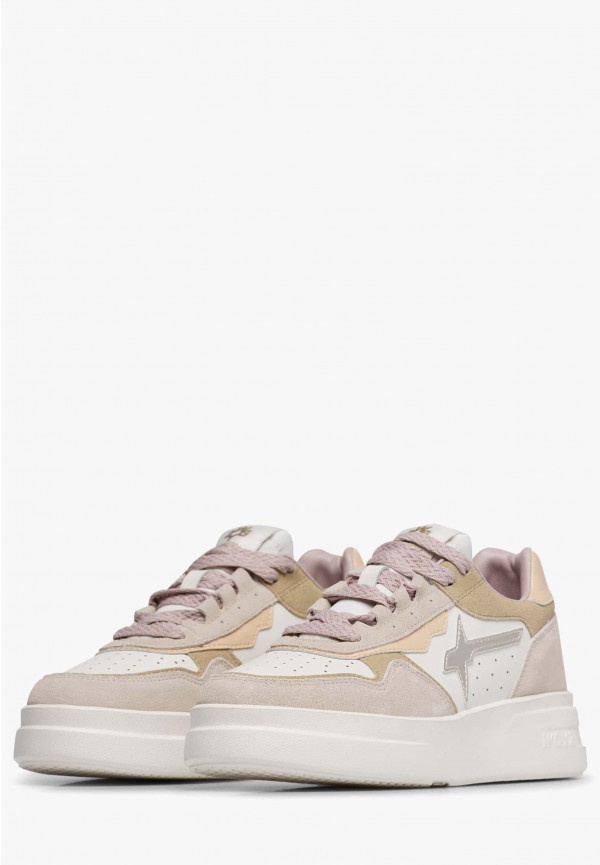 W6yz Sneaker in pelle e suede Bianco panna -XENIA W Shopping Online