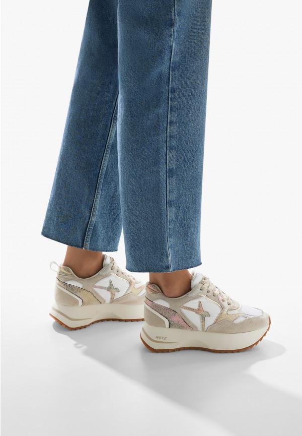 W6yz Sneakers in suede e tessuto tecnico Bianco-Beige -ANNY 2 W Novità