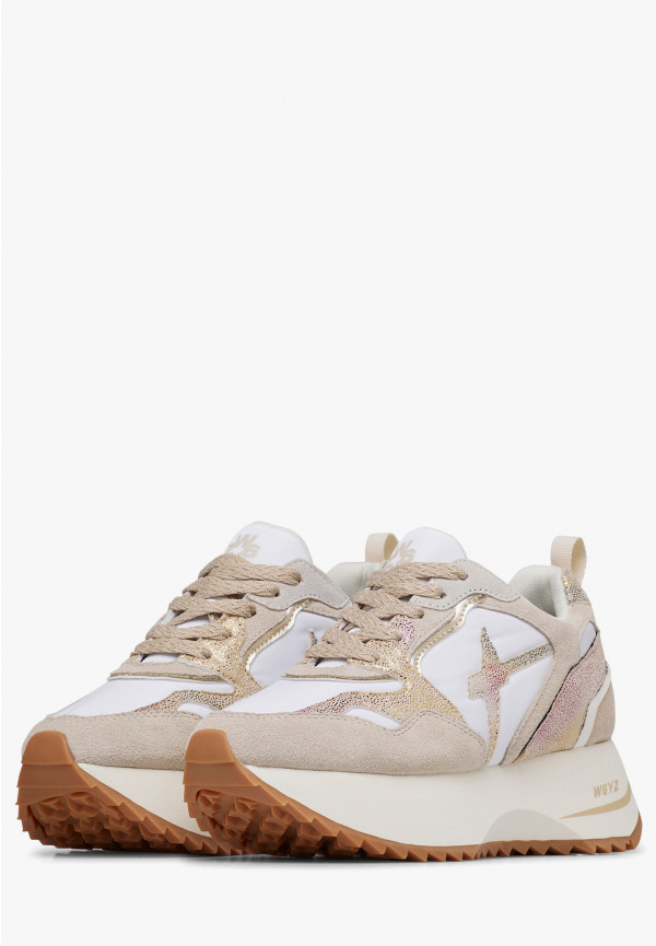 W6yz Sneakers in suede e tessuto tecnico Bianco-Beige -ANNY 2 W Novità