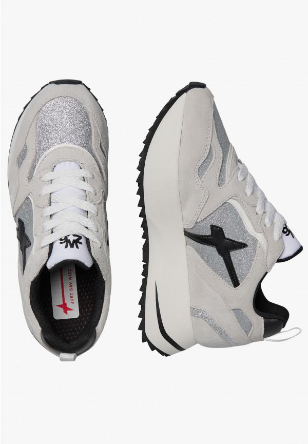 W6yz Sneakers in suede e tessuto tecnico con glitter Argento -ANNY 2 W Presa