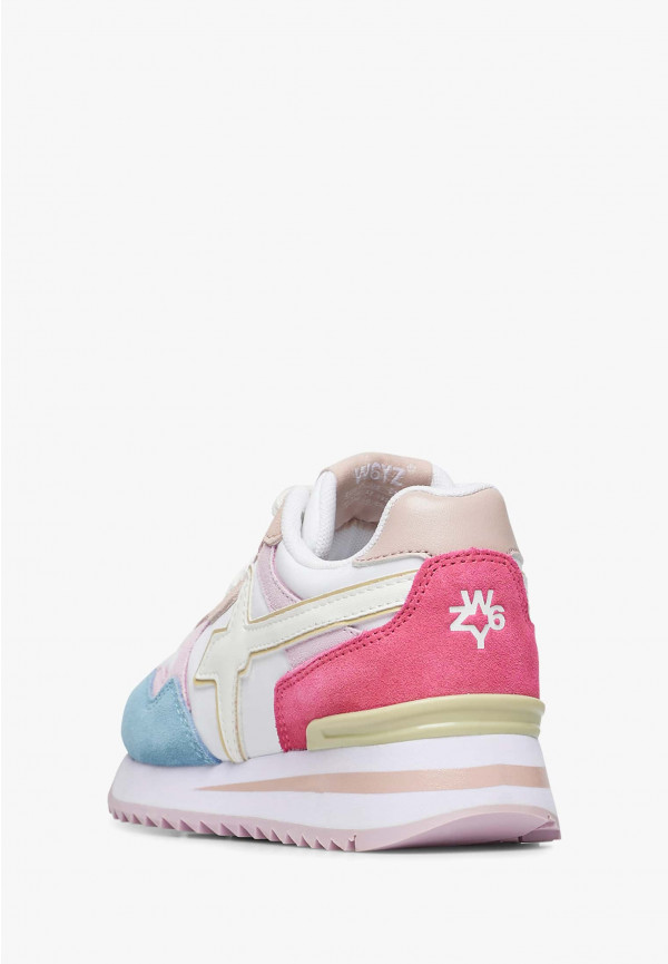 W6yz Sneakers in suede e tessuto tecnico Bianco-Rosa -YAK-J Outlet