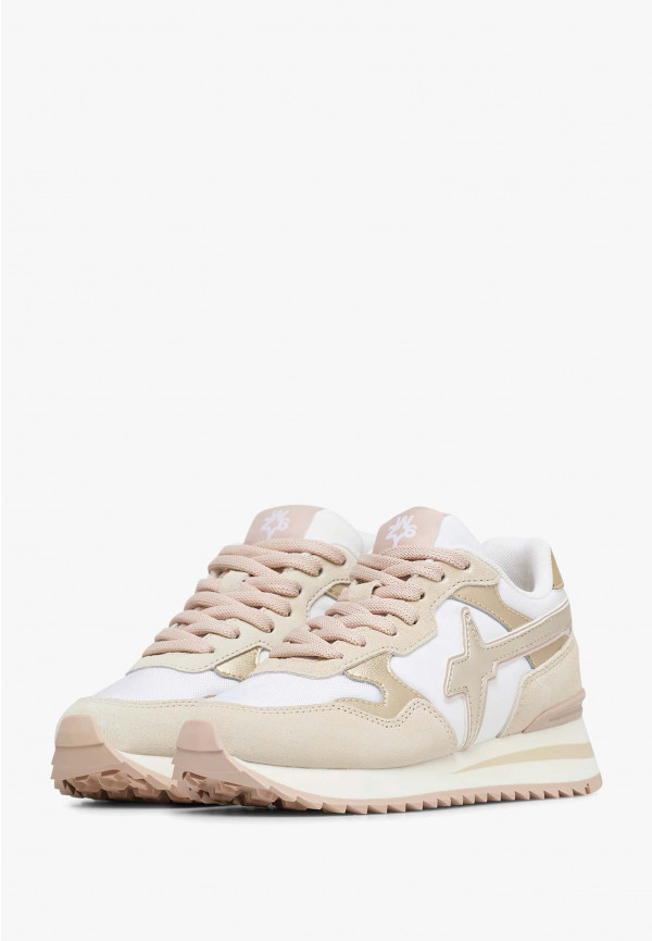 W6yz Sneakers in suede e tessuto tecnico Bianco-Beige -YAK-J In Vendita