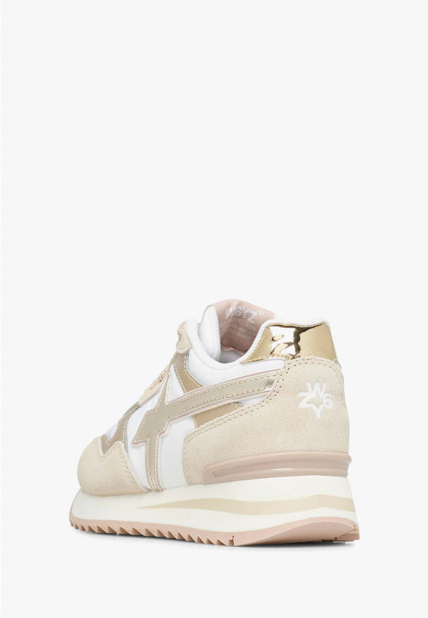 W6yz Sneakers in suede e tessuto tecnico Bianco-Beige -YAK-J In Vendita