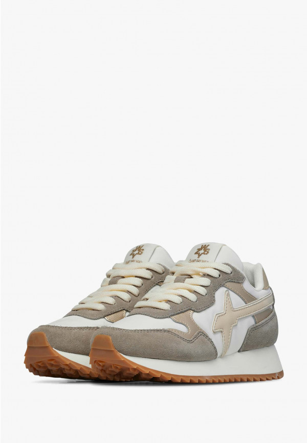 W6yz Sneakers in suede e tessuto tecnico Bianco-Marrone -YAK-J Negozio