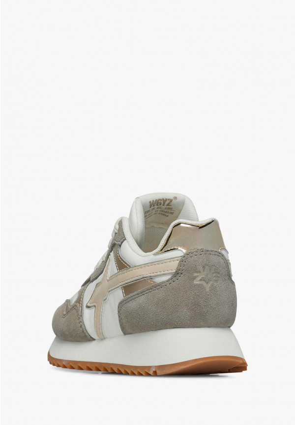 W6yz Sneakers in suede e tessuto tecnico Bianco-Marrone -YAK-J Negozio