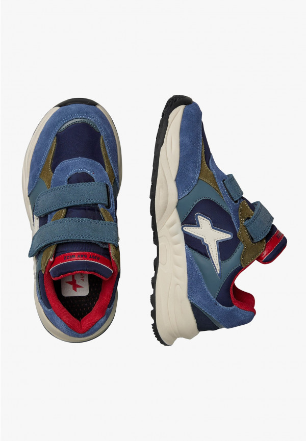 W6yz Sneakers in suede e tessuto tecnico Navy -CHEWINGUM JUNIOR VL Nuova